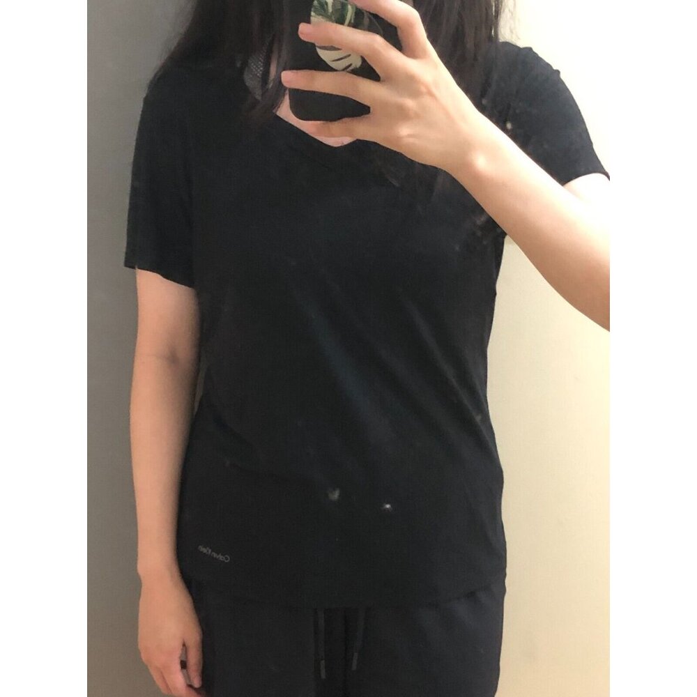 Calvin Klein Black V Neck Shirt Short Sleeve Size S Korea